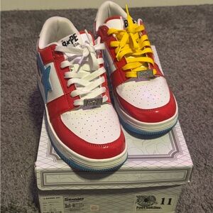 Bape Hello Kitty Sneakers in Red, Blue, and Yellow